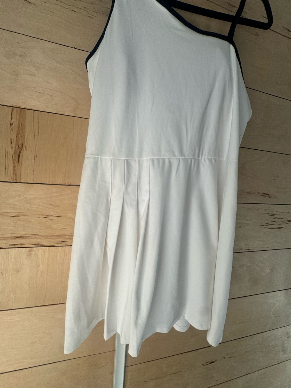 White One-Shoulder Dress with Black Trim - Picture 6 of 6